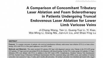 Сравнение одномоментной склеротерапии и лазерной абляции притоков после стволовой ЭВЛК