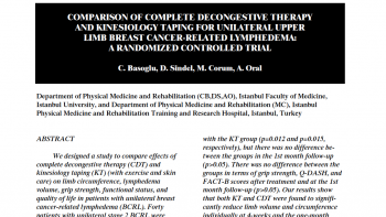 Сравнение комплексной противоотечной терапии и кинезиологического тейпирования при односторонней лимфедеме верхних конечностей, связанной с раком молочной железы: рандомизированное контролируемое исследование