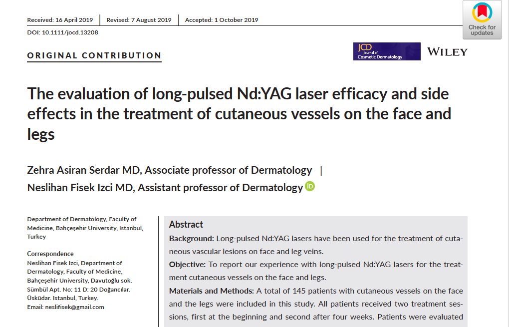 Оценка эффективности и побочных эффектов неодимового лазера при устранении сосудов на лице и нижних конечностях
