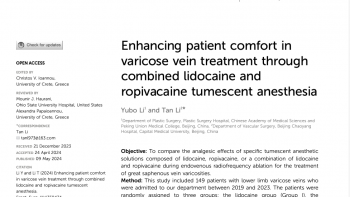 Улучшение комфорта пациентов при лечении варикозной болезни за счет комбинированной тумесцентной анестезии лидокаином и ропивакаином