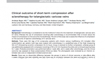 Клинический результат кратковременной компрессии после склеротерапии телеангиоэктазий