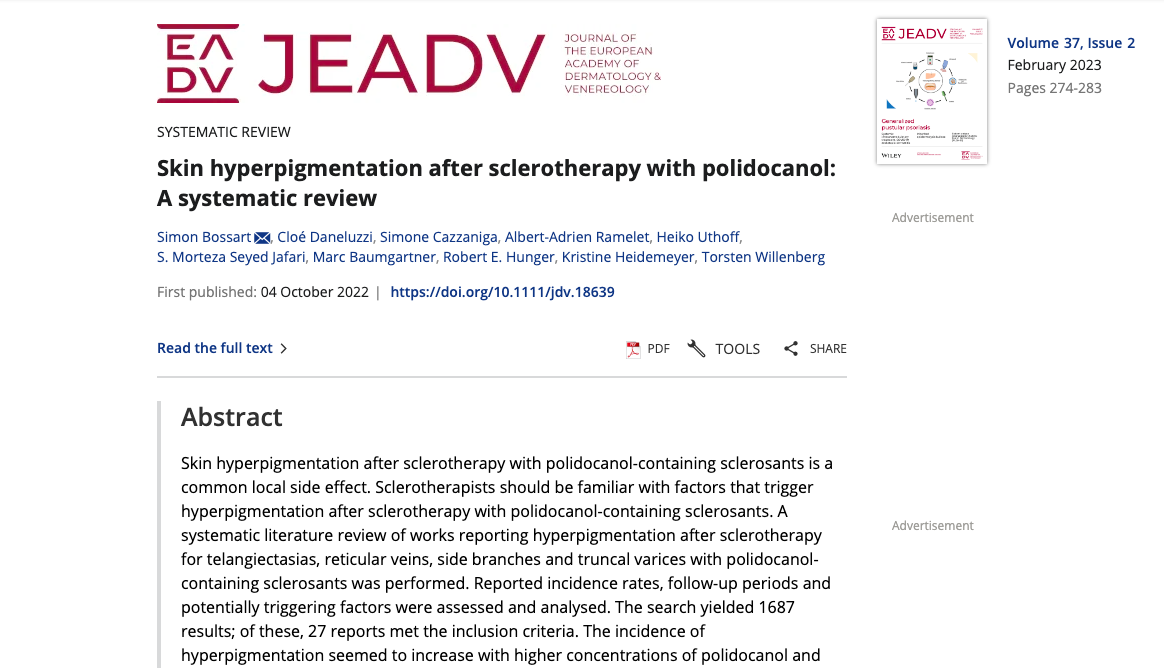 Гиперпигментация кожи после склеротерапии Полидоканолом: систематический обзор