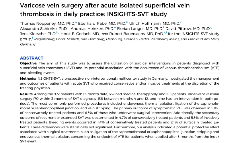 Хирургическое лечение варикозной болезни после изолированного тромбоза поверхностных вен. Исследование INSIGHTS-SVT