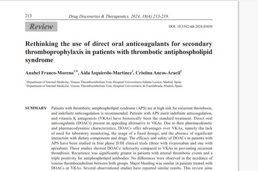 Пересмотр использования ПОАК для вторичной профилактики у пациентов с тромботическим АФС