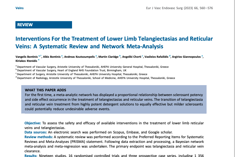 Методы лечения телеангиэктазий и ретикулярных вен: систематический обзор и сетевой метаанализ