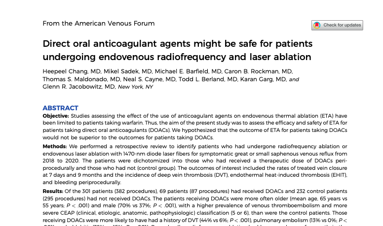 Влияние приема ПОАК на проведение ЭВЛК и РЧА