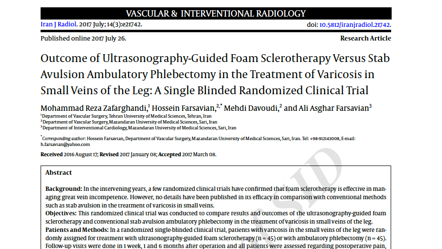 Результаты ультразвуковой пенной склеротерапии по сравнению с минифлебэктомией в лечении варикоза вен малого диаметра