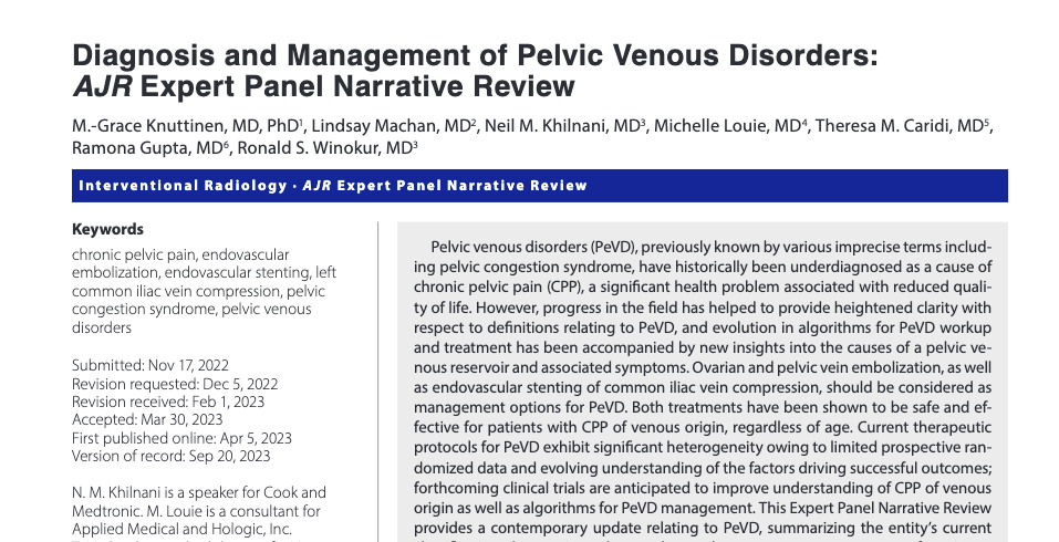 Диагностика и лечение заболеваний тазовых вен: обзорная статья экспертной группы AJR