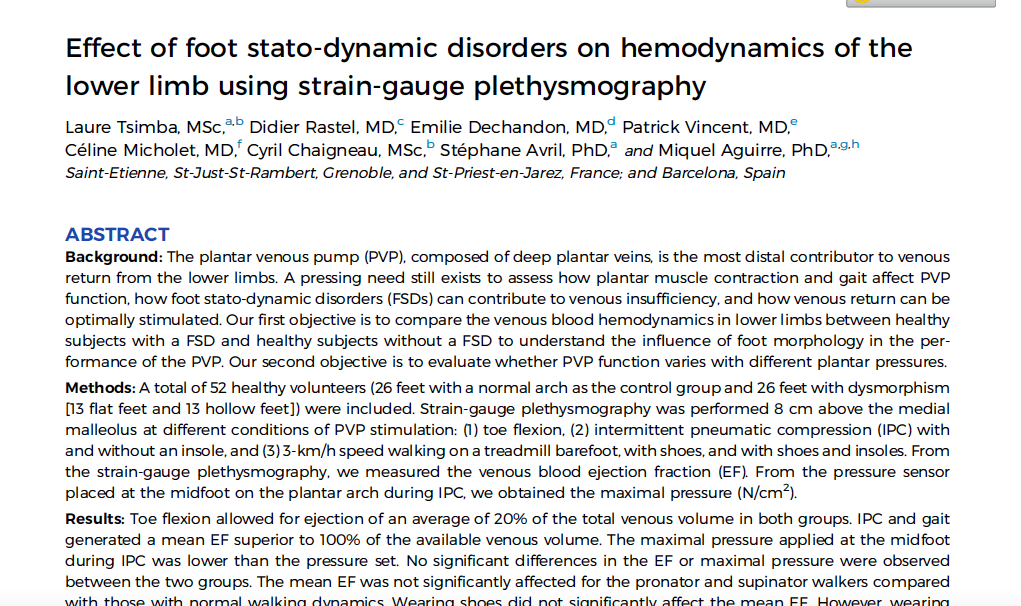 Влияние статодинамических нарушений стопы на гемодинамику нижних конечностей по данным плетизмографии