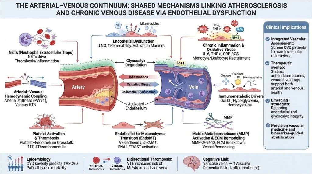 Артериально-венозный континуум: взаимосвязь атеросклероза и хронических заболеваний вен через эндотелиальную дисфункцию